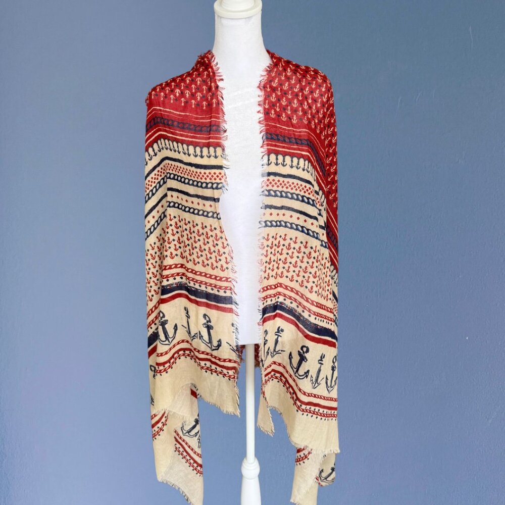 *VINTAGE* Nautical Anchor Wrap/Scarf I Coastal Grandma
